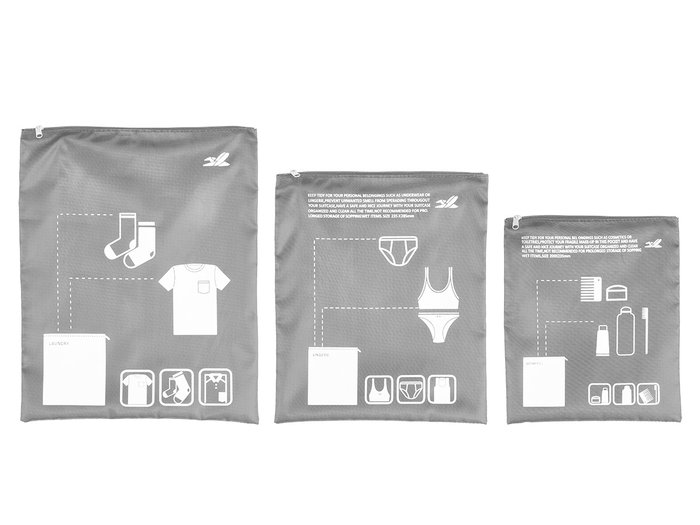 Arte Regal Set 3 Bolsas Organizador Viaje Plástico PET Gris 34x2x28 cm (Set de 24)