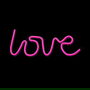 Forever Letrero Neon LED LOVE Pink para Decoración - Lámpara Rosa, Funciona con USB y Pilas, Cable 2m, Base con Interruptor