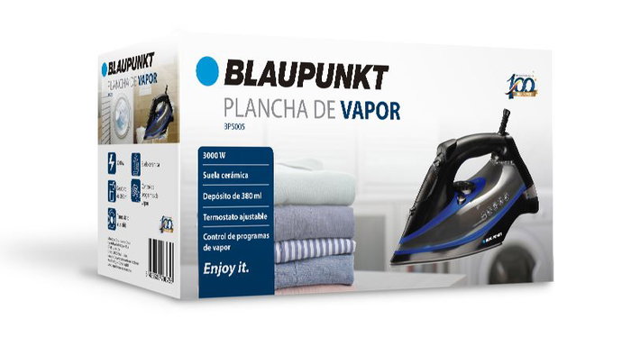 BLAUPUNKT Plancha de Vapor 3000W con Suela de Cerámica, 380 ml, Control de Vapor Continuo