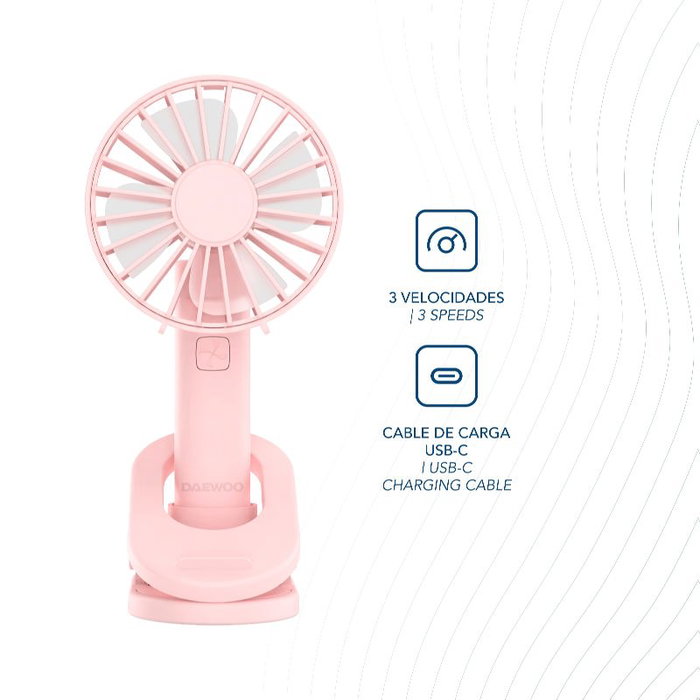 Daewoo Ventilador de Sobremesa con Clip, Orientable, 5W - Soporte para Mesa