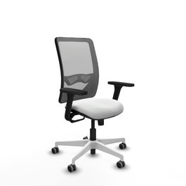 PIQUERAS Y CRESPO Silla de oficina Zulema con mecanismo Sincro, Tela Blanca y Malla Gris