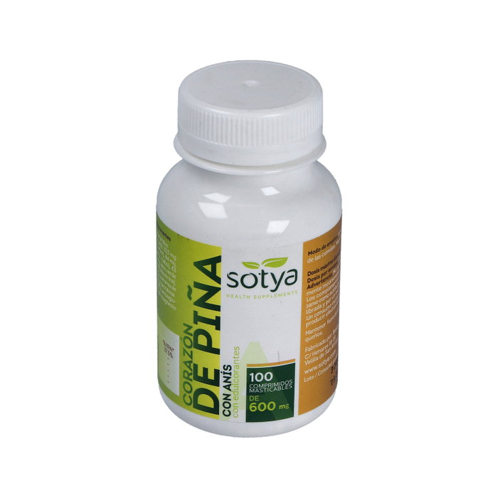 SOTYA Corazón de Piña con Anís 100 Comprimidos Masticables 600mg SOTYA Corazón de Piña con Anís 100 Comprimidos Masticables 600mg