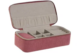 DKD Home Decor Urban Set de 2 Joyeros Magenta Crema Poliéster 20.5 x 10 x 6 cm