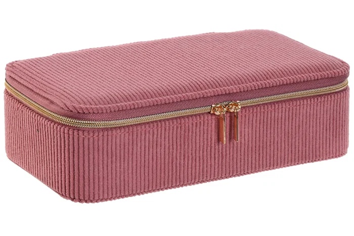 DKD Home Decor Urban Set de 2 Joyeros Magenta Crema Poliéster 20.5 x 10 x 6 cm