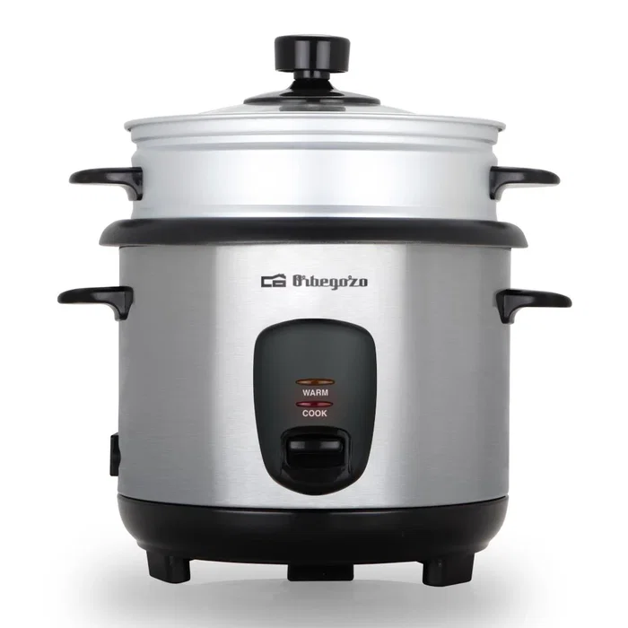Orbegozo CO-3025 Arrocera y Vaporizador 1L 400W Acero Inoxidable - 3 Cestas para Arroz, Vegetales y Pescado