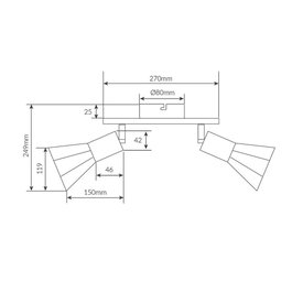 GSC Evolution Foco de techo doble lineal Serie Bhani E27 Negro