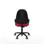 Silla de oficina Algarra con mecanismo Contacto permanente básico tapizada con Tela color Rojo. Equipada con Base poliamida negra, Brazos fijos y Ruedas de parqué