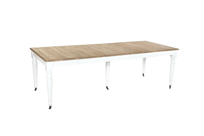 DKD Home Decor Mesa Comedor Mediterraneo Blanco Madera de Abeto 100 x 100 x 78 cm Extensible