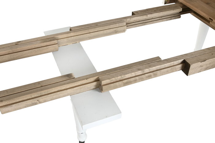 DKD Home Decor Mesa Comedor Mediterraneo Blanco Madera de Abeto 100 x 100 x 78 cm Extensible