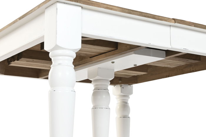 DKD Home Decor Mesa Comedor Mediterraneo Blanco Madera de Abeto 100 x 100 x 78 cm Extensible