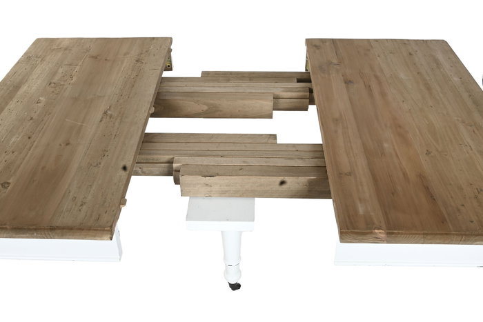 DKD Home Decor Mesa Comedor Mediterraneo Blanco Madera de Abeto 100 x 100 x 78 cm Extensible