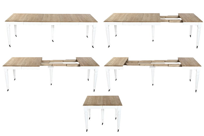 DKD Home Decor Mesa Comedor Mediterraneo Blanco Madera de Abeto 100 x 100 x 78 cm Extensible