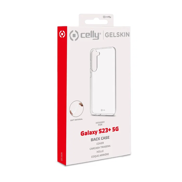 Celly GELSKIN1034 Funda Flexible de TPU para Samsung Galaxy S23+ 5G de 16,8 cm (6.6") - Transparente, Anti Caídas y Anti Rayones