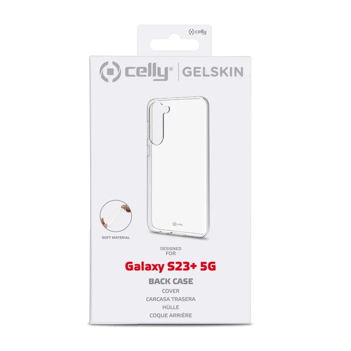 Celly GELSKIN1034 Funda Flexible de TPU para Samsung Galaxy S23+ 5G de 16,8 cm (6.6") - Transparente, Anti Caídas y Anti Rayones