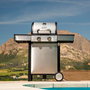 Black+Decker BXOG7200E Barbacoa de Gas con 2 Quemadores, Encendido Automático, Tapa con Termómetro, Parrilla de Hierro Fundido y Compartimento para Cilindro, 116 x 58 x 118,5 cm
