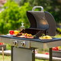 Black+Decker BXOG7200E Barbacoa de Gas con 2 Quemadores, Encendido Automático, Tapa con Termómetro, Parrilla de Hierro Fundido y Compartimento para Cilindro, 116 x 58 x 118,5 cm