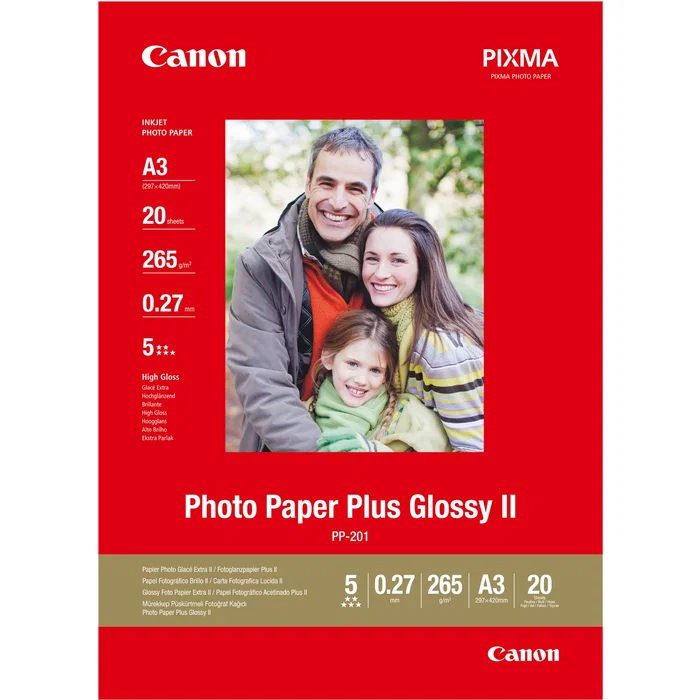 Canon Photo Paper Plus II PP-201 A3 20 hojas Canon Photo Paper Plus II PP-201 A3 20 hojas