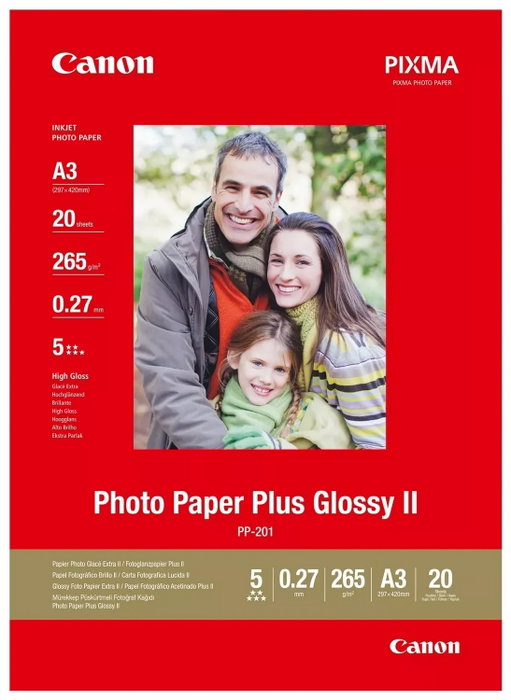 Canon Papel Fotográfico PP-201 A3 de Alto Brillo, 20 Hojas