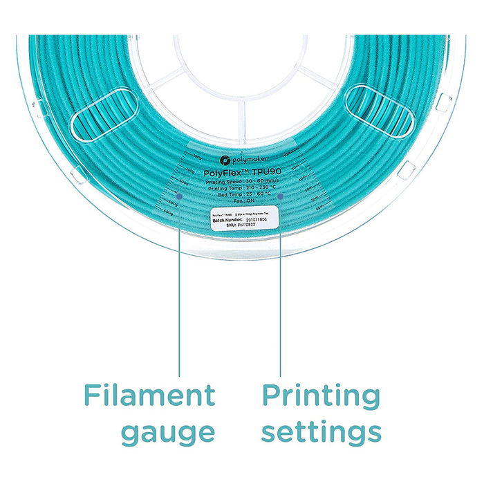 Polmask Filamento TPU 90A Negro 1.75 mm 0.75 kg para Impresora 3D