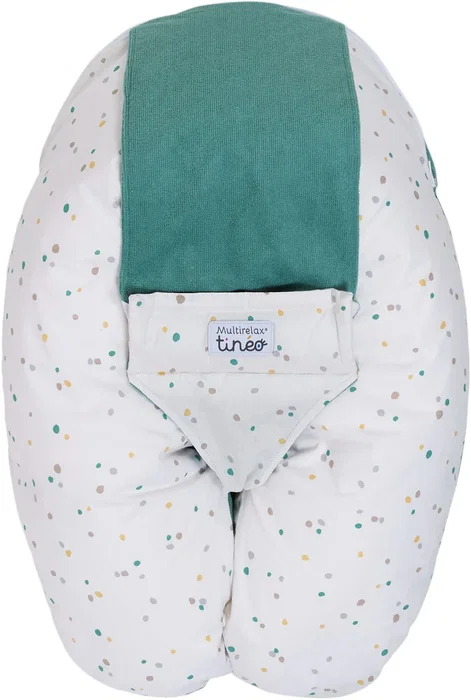Tineo Almohada de Maternidad 3 en 1 - MULTIRELAX TIN3275056861609 - Tejido de Rizo - Verde Lunares