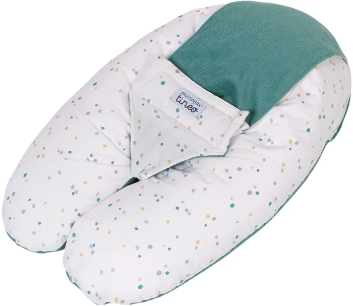 Tineo Almohada de Maternidad 3 en 1 - MULTIRELAX TIN3275056861609 - Tejido de Rizo - Verde Lunares
