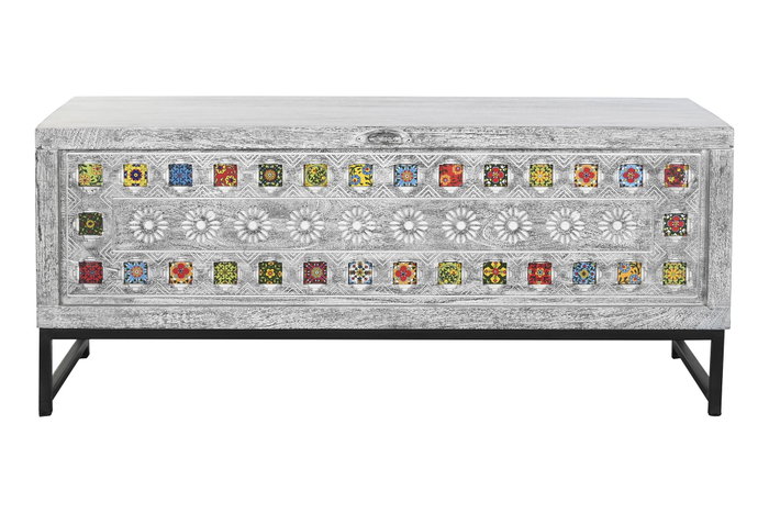 Baul Indio DKD Home Decor Gris Multicolor 116 x 40 x 50 cm