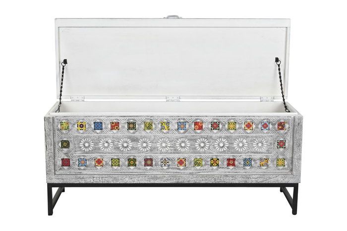 Baul Indio DKD Home Decor Gris Multicolor 116 x 40 x 50 cm