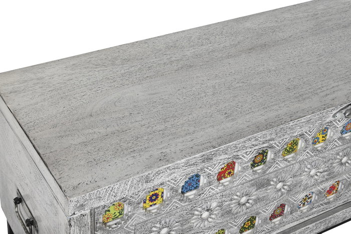 Baul Indio DKD Home Decor Gris Multicolor 116 x 40 x 50 cm