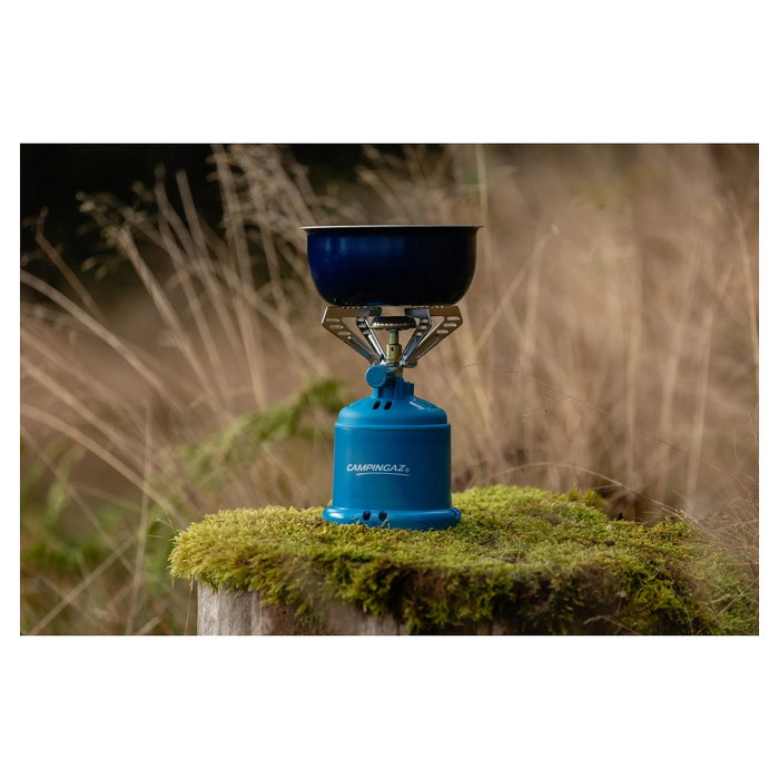 CAMPINGAZ Hornillo 206 S de Gas con Cartucho C206 GLS, 1250W, Azul y Acero Inoxidable
