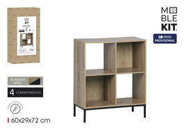 Inde Estantería Cubo 4 Compartimentos Pata Metal 60x29x72 cm