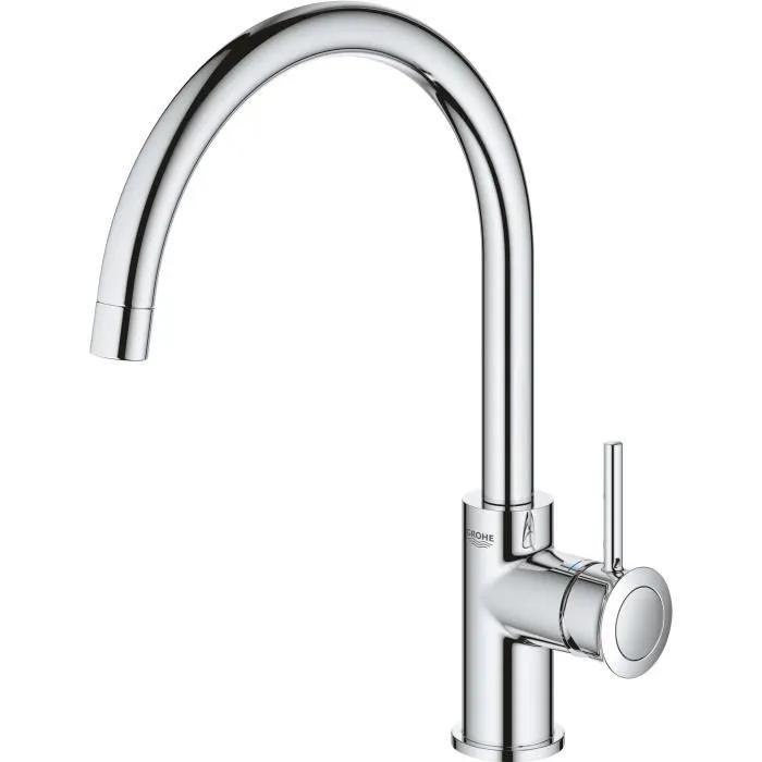 Grohe Mezclador Monocomando Fregadero High-Beak con Ducha Extraíble y Giratorio 360°, Instalación Rápida