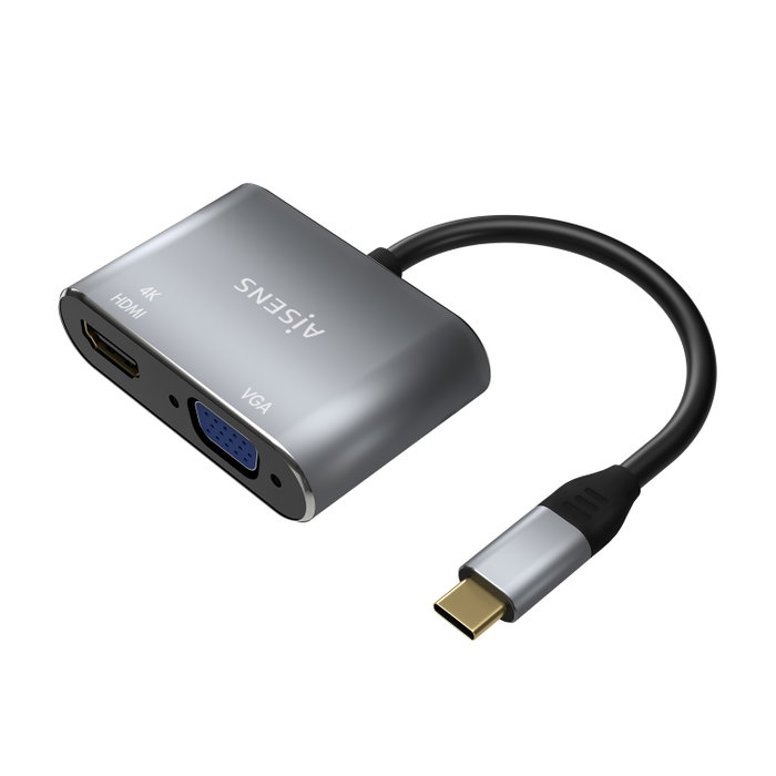 Aisens Conversor USB-C a VGA/HDMI 4K Gris 15cm Aisens Conversor USB-C a VGA/HDMI 4K Gris 15cm