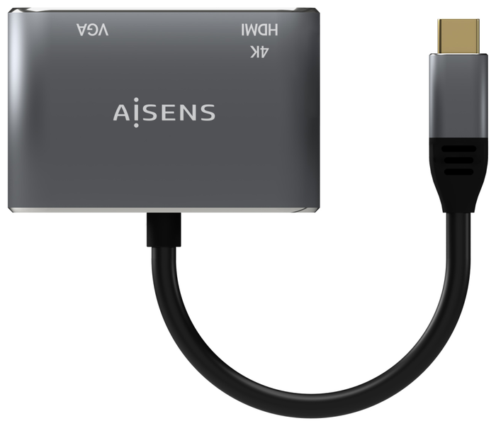 Aisens Conversor USB-C a VGA/HDMI 4K, Gris, 15cm Aisens Conversor USB-C a VGA/HDMI 4K, Gris, 15cm