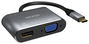 Aisens Conversor USB-C a VGA/HDMI 4K, Gris, 15cm