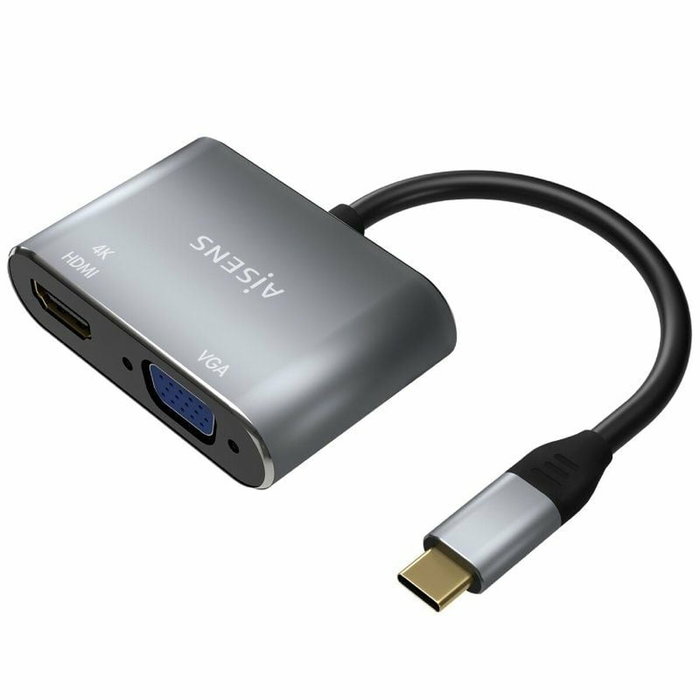 Aisens Conversor USB-C a VGA/HDMI 4K, Gris, 15cm Aisens Conversor USB-C a VGA/HDMI 4K, Gris, 15cm