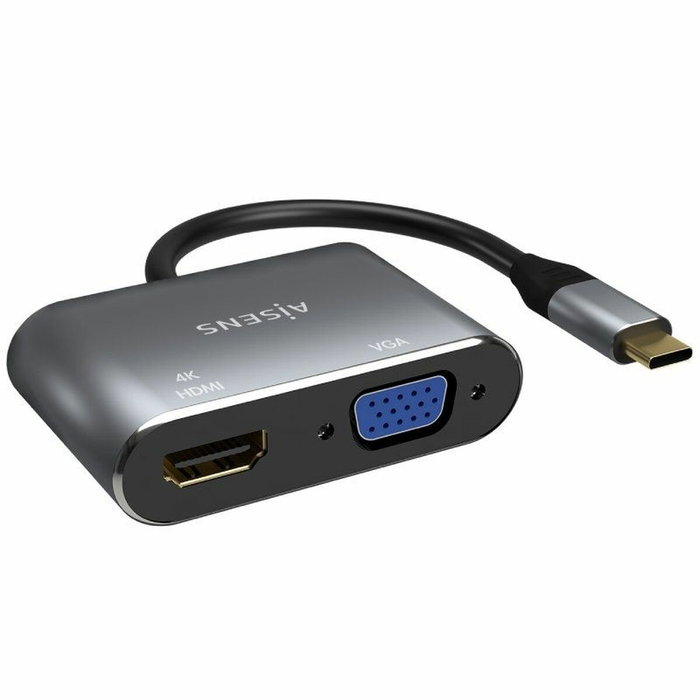 Aisens Conversor USB-C a VGA/HDMI 4K, Gris, 15cm Aisens Conversor USB-C a VGA/HDMI 4K, Gris, 15cm