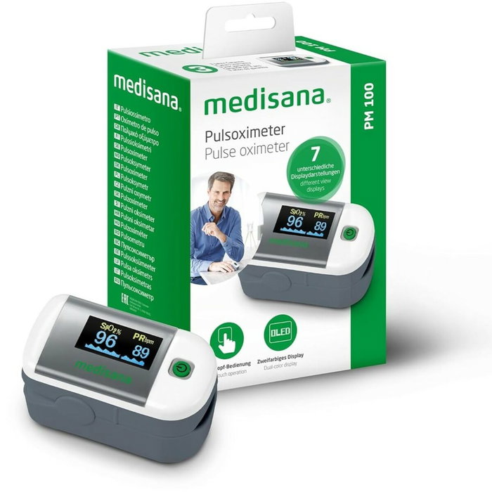 Medisana PM 100 Pulsioxímetro para Dedo, Blanco y Plata Medisana PM 100 Pulsioxímetro para Dedo, Blanco y Plata
