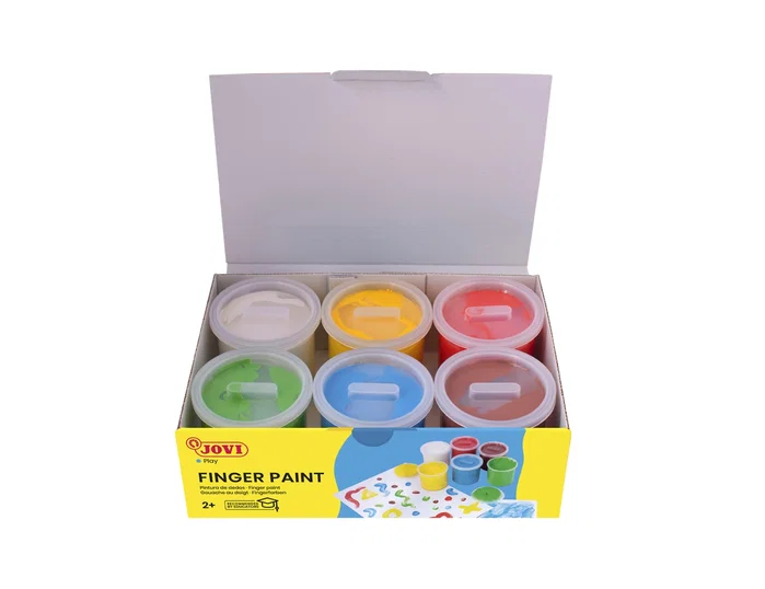Jovi Estuche de Pintura de Dedos con 6 Botes de 125 ml, Colores Surtidos