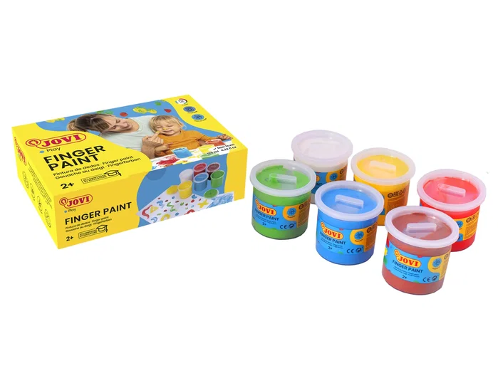Jovi Estuche de Pintura de Dedos con 6 Botes de 125 ml, Colores Surtidos