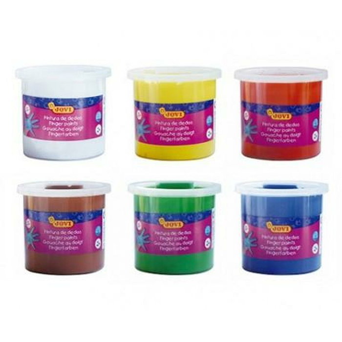 Jovi Estuche de Pintura de Dedos con 6 Botes de 125 ml, Colores Surtidos