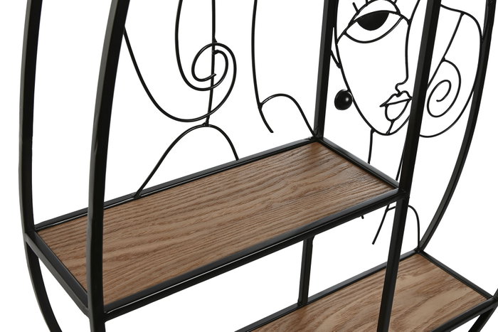 DKD Home Decor Estanteria Pared Metal y MDF Negro Natural 12.2 x 72 x 53 cm con 3 Estantes