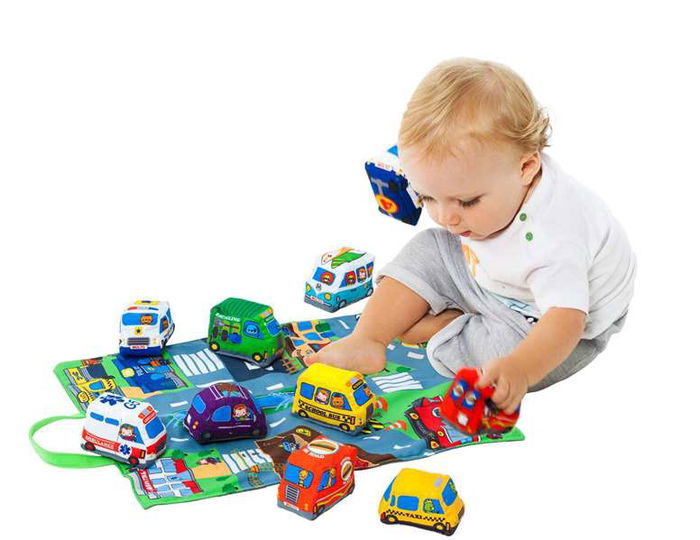 Molto Tapiz Blandito City and Fun con 9 Vehículos de Tela Convertible en Maleta