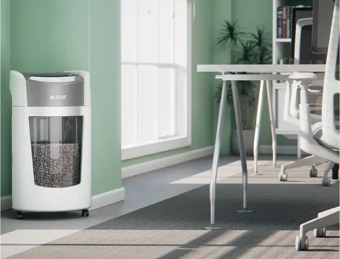 Leitz iQ Optimax Office Destructora de Papel DIN P5, 10 Hojas, Papelera 35L con Tecnología de Giro