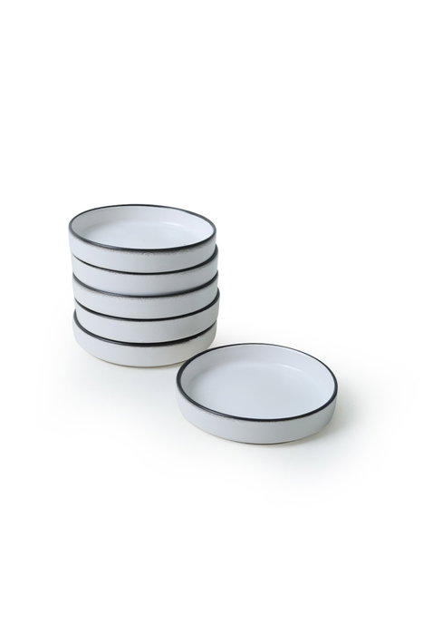 Hermia X00019024 Juego de Salseras de Gres Cerámico Blanco Mate, 14 cm, 200 cc (6 Piezas)