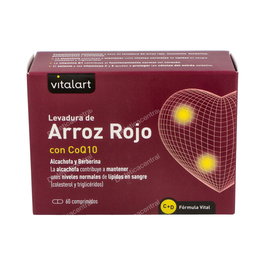 VITALART Levadura de Arroz Rojo con Coenzima Q10 para el Colesterol - 60 Cápsulas