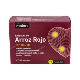VITALART Levadura de Arroz Rojo con Coenzima Q10 para el Colesterol - 60 Cápsulas
