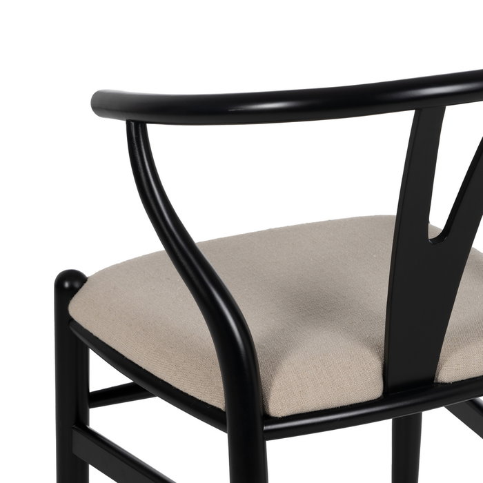 Silla Negro Tejido-Madera Salón 53 X 55 X 80 cm