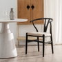 Silla Negro Tejido-Madera Salón 53 X 55 X 80 cm