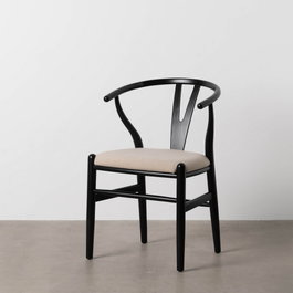 Silla Negro Tejido-Madera Salón 53 X 55 X 80 cm