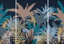 DKD Home Decor Set de 3 Cuadros Lienzo MDF Jungle Azul 140x100 cm